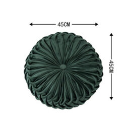 Living And Home Green Modern Round Pumpkin Pleated Velvet Throw Pillow Sofa Cushion Dia 40 Cm - thumbnail 7