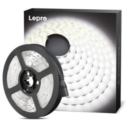 Lepro 12V Led Strip Light (No Power Plug), Cool White 6000K, 60 Leds/m, 5M 2300Lm - thumbnail 1