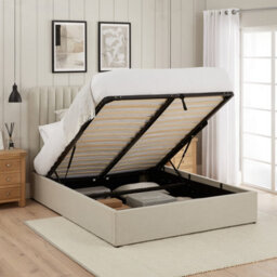 The Furniture Market Savoy Fluted 5Ft King Size Storage Ottoman Bed - Natural Linen Fabric - thumbnail 3