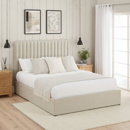 The Furniture Market Savoy Fluted 5Ft King Size Storage Ottoman Bed - Natural Linen Fabric - thumbnail 2
