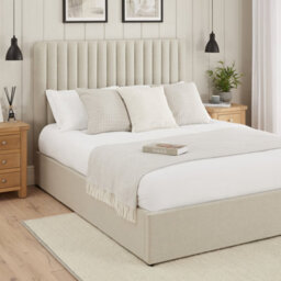 The Furniture Market Savoy Fluted 5Ft King Size Storage Ottoman Bed - Natural Linen Fabric - thumbnail 1