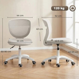 Office Chair, Mesh Armless Desk Chair With Swivel Wheels, Grey - thumbnail 2