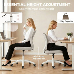 Office Chair, Mesh Armless Desk Chair With Swivel Wheels, Grey - thumbnail 5