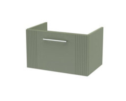 Hudson Reed Deco Wall Hung 1-Drawer Vanity Unit, Elegant Modern Vanity Unit In Bathroom With Bar Handle Design, Satin Green