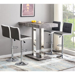 Furniture in Fashion Caprice Concrete Effect Bar Table 4 Copez Grey White Stools