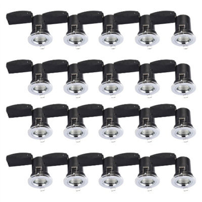 First Choice Lighting Set Of 20 Fire Rated Downlights - Chrome Fixed Gu10 Recessed Downlight - image 1