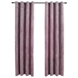 Walplus Blackout Curtains With Rings 2Pcs Velvet Antique Pink 140X175Cm - thumbnail 2
