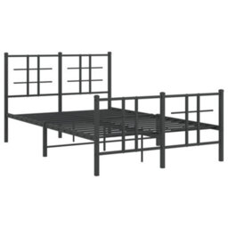 Berkfield Metal Bed Frame Without Mattress With Footboard Black 120X190Cm - thumbnail 3