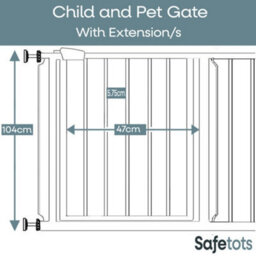 Bettacare Child And Pet Gate, 100.8Cm - 108.4Cm, Slate Grey, Extra Tall Gate 104Cm In Height, Pressure Fit Stair Gate - thumbnail 3