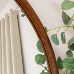 Melody Maison Large Walnut Wooden Framed Arched Leaner Mirror - 90Cm X 158Cm - Ashwell Range - thumbnail 2