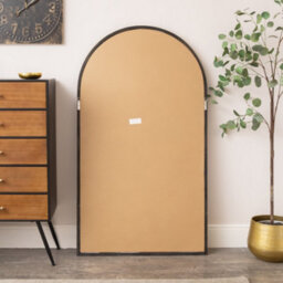 Melody Maison Large Walnut Wooden Framed Arched Leaner Mirror - 90Cm X 158Cm - Ashwell Range - thumbnail 5