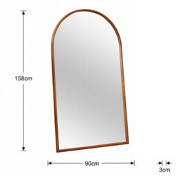 Melody Maison Large Walnut Wooden Framed Arched Leaner Mirror - 90Cm X 158Cm - Ashwell Range - thumbnail 6