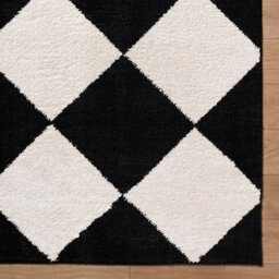 Livabliss Tivoli-Washable Black Cream Modern High Pile Diamond Pattern Living Dining Bedroom Rug 160 X 213 Cm Easy Care, Non Shedding - thumbnail 7