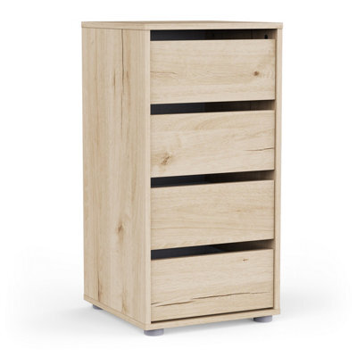 FurniComp LTD Furnicomp Dallas Universal 4 Drawers Royal Oak 40Cm Tall Narrow Internal Chest Of Drawers For Wardrobes - image 1