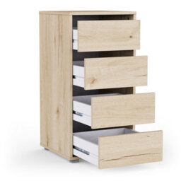 FurniComp LTD Furnicomp Dallas Universal 4 Drawers Royal Oak 40Cm Tall Narrow Internal Chest Of Drawers For Wardrobes - thumbnail 5