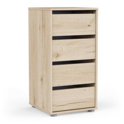 FurniComp LTD Furnicomp Dallas Universal 4 Drawers Royal Oak 40Cm Tall Narrow Internal Chest Of Drawers For Wardrobes - thumbnail 1