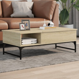 Walplus Coffee Table Sonoma Oak 100X50X35 Cm Engineered Wood And Metal - thumbnail 1