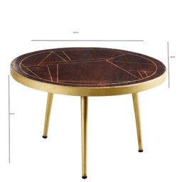 Buttercup Farm Dark Gold Round Coffee Table - Solid Mango Wood - L80 X W80 X H45 Cm - thumbnail 4