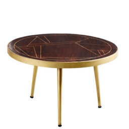 Buttercup Farm Dark Gold Round Coffee Table - Solid Mango Wood - L80 X W80 X H45 Cm
