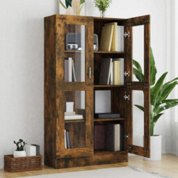 Vidaxl Vitrine Cabinet Smoked Oak 82.5X30.5X150 Cm Engineered Wood - thumbnail 6