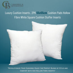Casabella Luxury Cushion Inserts 55X55Cm Pack Of  4, Cushion Pads Hollowfibre White Square Cushion Inserts, Sofa Cushions Inners - thumbnail 2