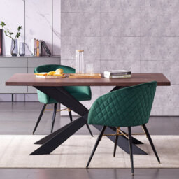 Life Interiors Set Of 4 Green Vittorio Velvet Dining Chairs With Black Metal Legs, Quilted Design Modern Accent Chair - thumbnail 8