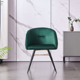 Life Interiors Set Of 4 Green Vittorio Velvet Dining Chairs With Black Metal Legs, Quilted Design Modern Accent Chair - thumbnail 2