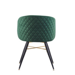 Life Interiors Set Of 4 Green Vittorio Velvet Dining Chairs With Black Metal Legs, Quilted Design Modern Accent Chair - thumbnail 5