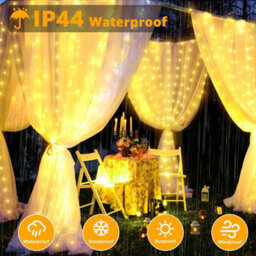 Ollny String Lights Waterproof 300 Led 3M X 3M Usb 8 Modes Warm White Curtain Lights Fairy Lights - thumbnail 9