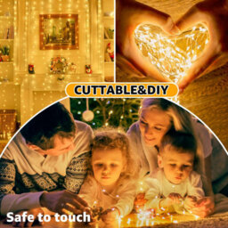 Ollny String Lights Waterproof 300 Led 3M X 3M Usb 8 Modes Warm White Curtain Lights Fairy Lights - thumbnail 5