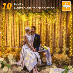 Ollny String Lights Waterproof 300 Led 3M X 3M Usb 8 Modes Warm White Curtain Lights Fairy Lights - thumbnail 7