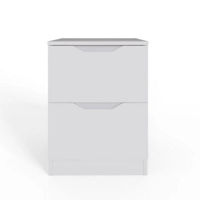 White Bedside Cabinet Deep Drawers With Central Runners - image 1