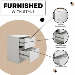 White Bedside Cabinet Deep Drawers With Central Runners - thumbnail 4