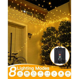 Ollny Solar Lights 20M 200 Leds Ip44 Warm White 8 Lighting Modes Solar String Lights Solar Powered Garden Lights - thumbnail 5