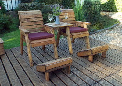 Charles Taylor Trading Deluxe Lounger Set Straight With Cushions - W160 X D133 X H98 - Fully Assembled - Burgundy - image 1