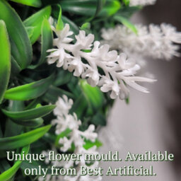 Best Artificial 24Cm White Lush Lavender Hanging Basket Flower Topiary Ball - Suitable For Outdoor Use - Weather & Fade Resistant - thumbnail 4