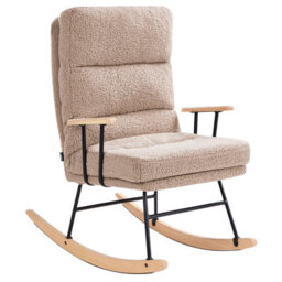 Beliani Rocking Chair Eskelin Reclining Boucle Beige - thumbnail 7