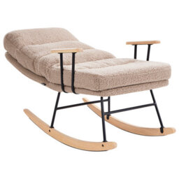 Beliani Rocking Chair Eskelin Reclining Boucle Beige - thumbnail 6