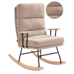 Beliani Rocking Chair Eskelin Reclining Boucle Beige