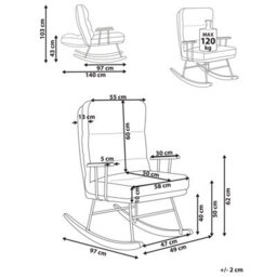 Beliani Rocking Chair Eskelin Reclining Boucle Beige - thumbnail 3