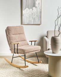 Beliani Rocking Chair Eskelin Reclining Boucle Beige - thumbnail 2