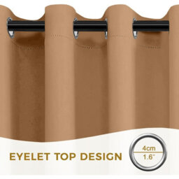 Aspire Homeware Beige Blackout Eyelet Curtains- Plain Room Darkening Window Curtain Pair (W)117Cmx(L)183Cm & Tie Backs Pair - thumbnail 4