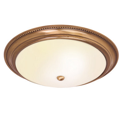 Anson Lighting Reuben 2Lt Flush Finished In Antique Brass Plate & Frosted Glass