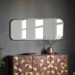 Agenzia 14 Large Champagne Curved Metal Frame Full Length Wall Mirror 156.5 X 65.5Cm - thumbnail 2