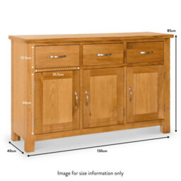 Newlyn Oak Large Sideboard Fully Assembled - By Roseland Furniture - thumbnail 5