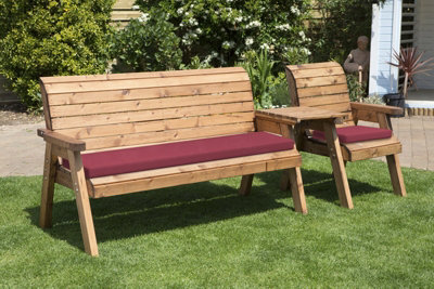 Charles Taylor Trading Four Seater Companion Set Straight With Cushions - W260 X D74 X H98 - Fully Assembled - Burgundy - image 1