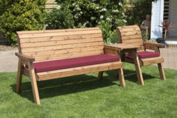 Charles Taylor Trading Four Seater Companion Set Straight With Cushions - W260 X D74 X H98 - Fully Assembled - Burgundy - thumbnail 1