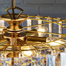 6 Light Chandelier Pendant Brass & Clear Shade Hanging Ceiling Feature Lamp Bulb - thumbnail 4