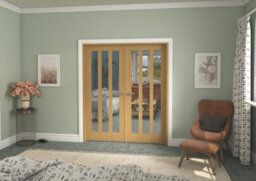 Green & Taylor Aston Oak Clear Glass Internal French Door Set - 1732 X 2021 X 133mm (Wxhxt) - thumbnail 1