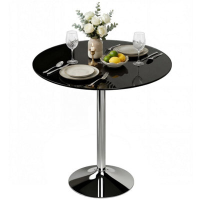 Round Bar Table, Dining Table With Tempered Glass Top And Steel Frame - image 1
